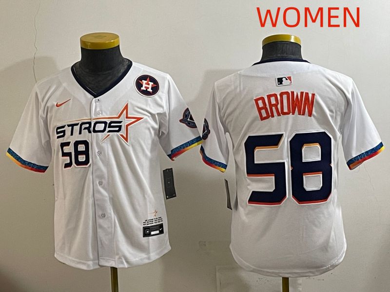 Women Houston Astros #58 Brown White Fourth generation Joint Name 2025 Nike MLB Jersey style 10